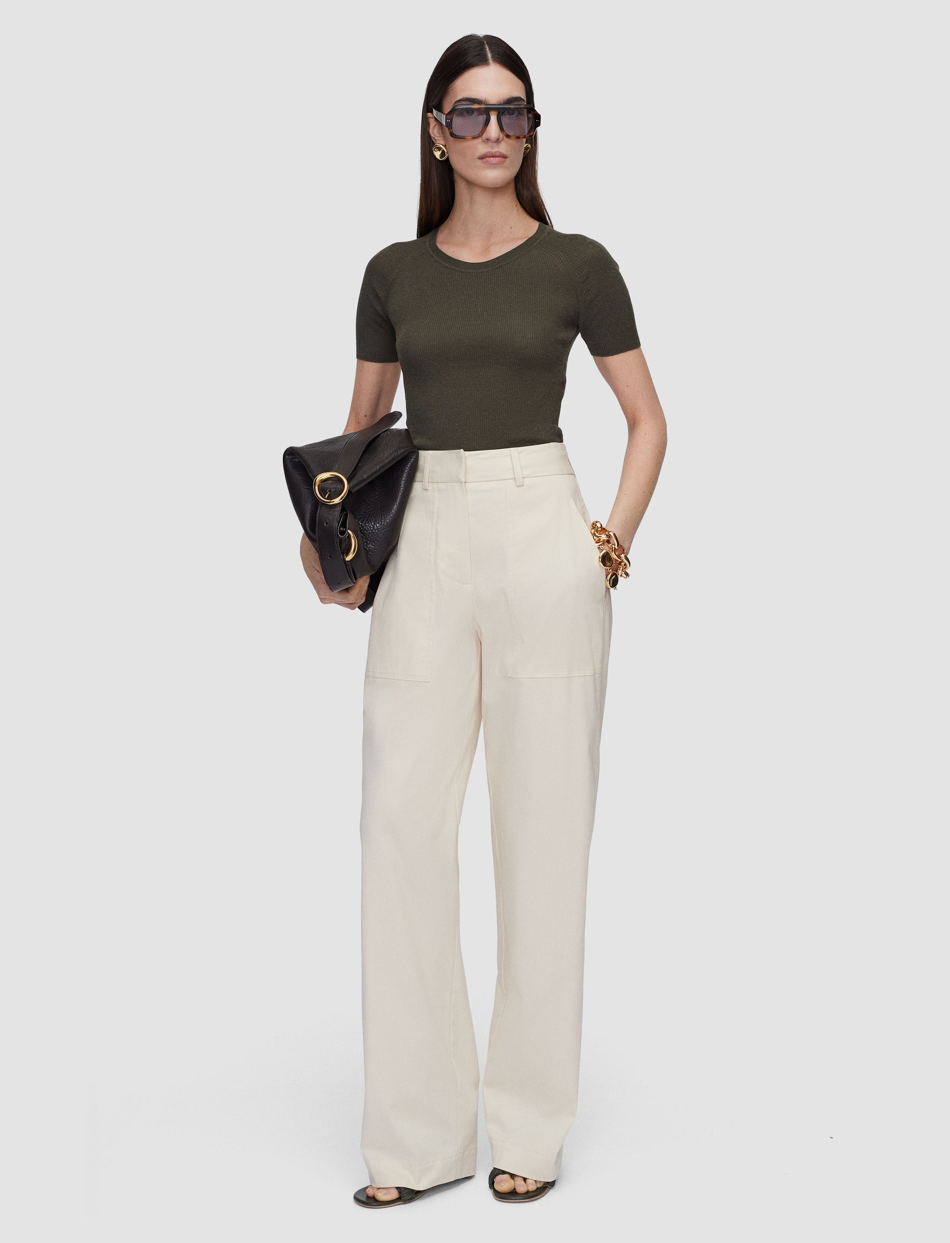 Jaber Light Cotton Trousers in White | JOSEPH US