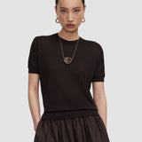 Brown Jana Silk Knit Top - Joseph