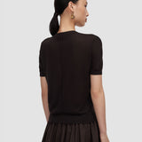 Brown Jana Silk Knit Top - Joseph