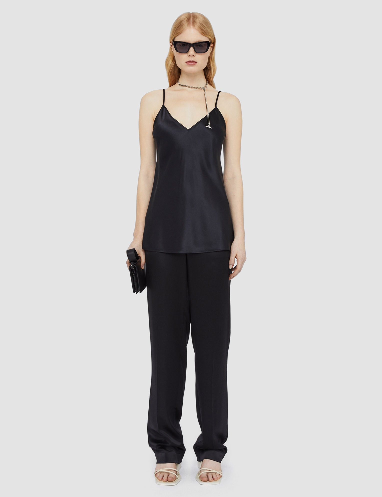 Black Clea Silk Satin Camisole - Joseph