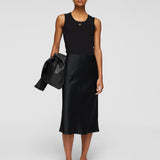 Black Isaak Silk Satin Skirt - Joseph