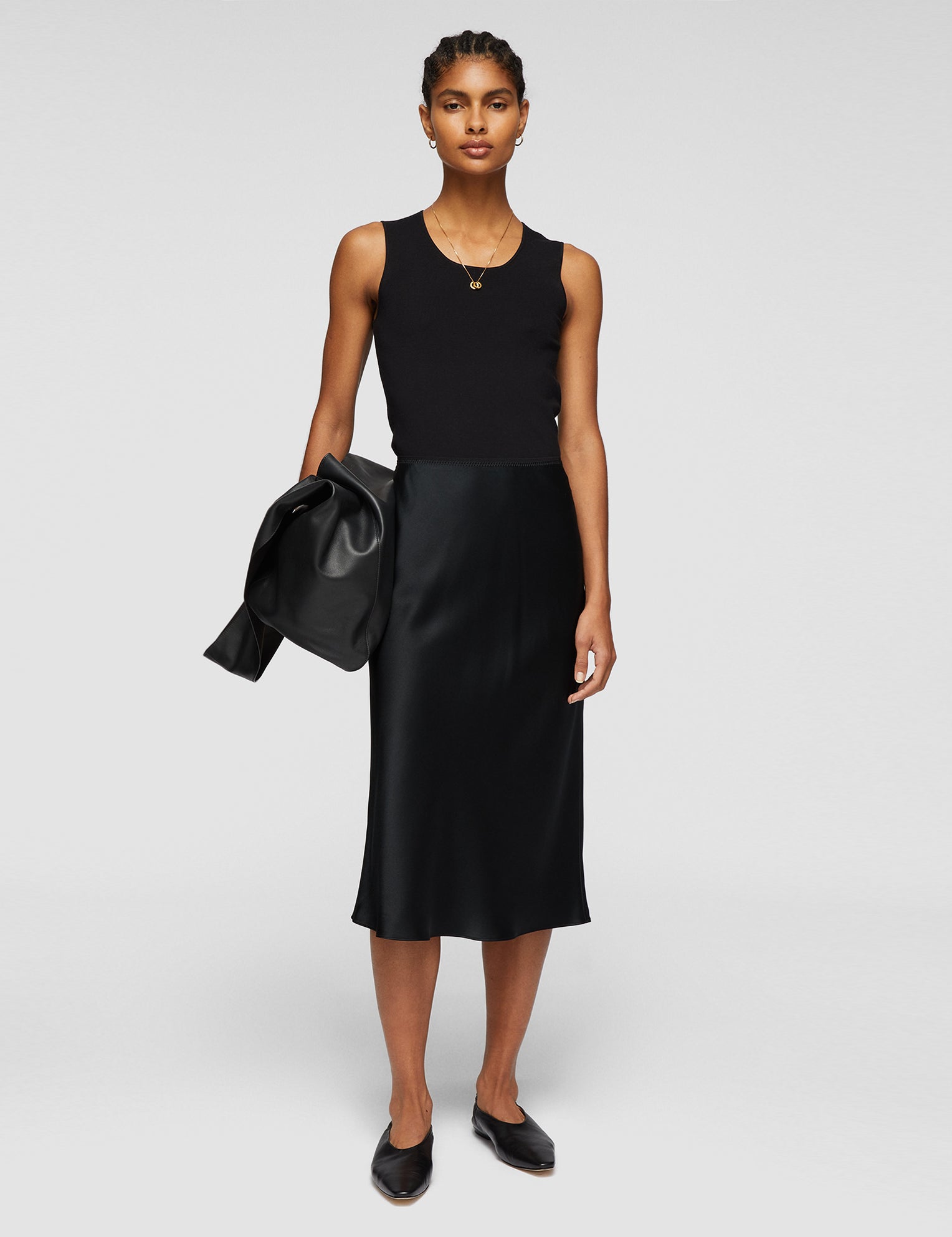 Black Isaak Silk Satin Skirt - Joseph