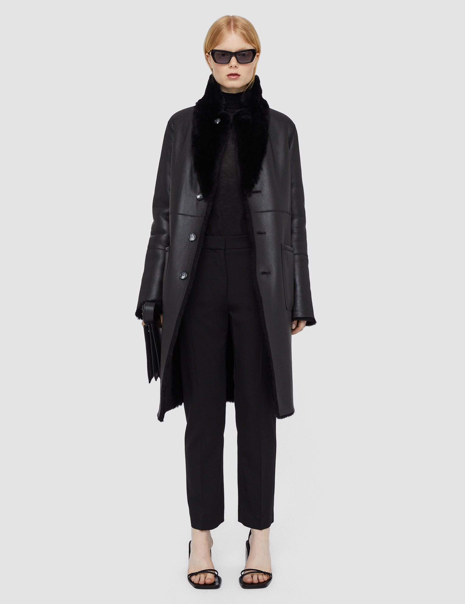 Black Britanny Reversible Shearling Coat - Joseph