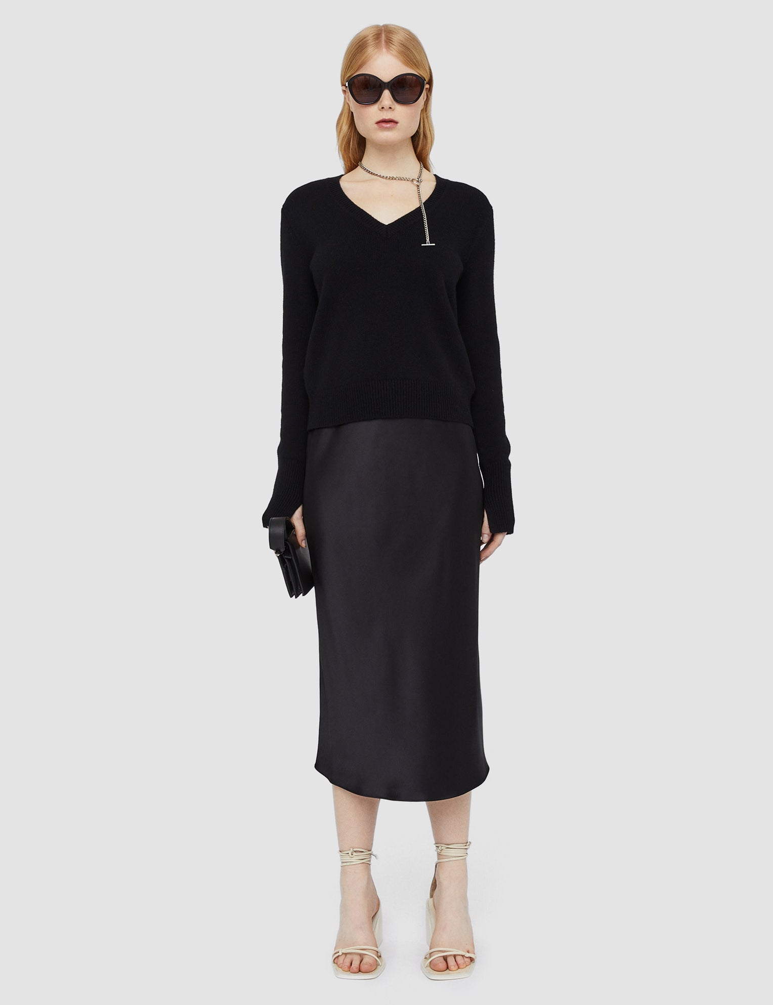 Black Pure Cashmere V Neck Jumper - Joseph