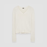 White Pure Cashmere V Neck Jumper - Joseph