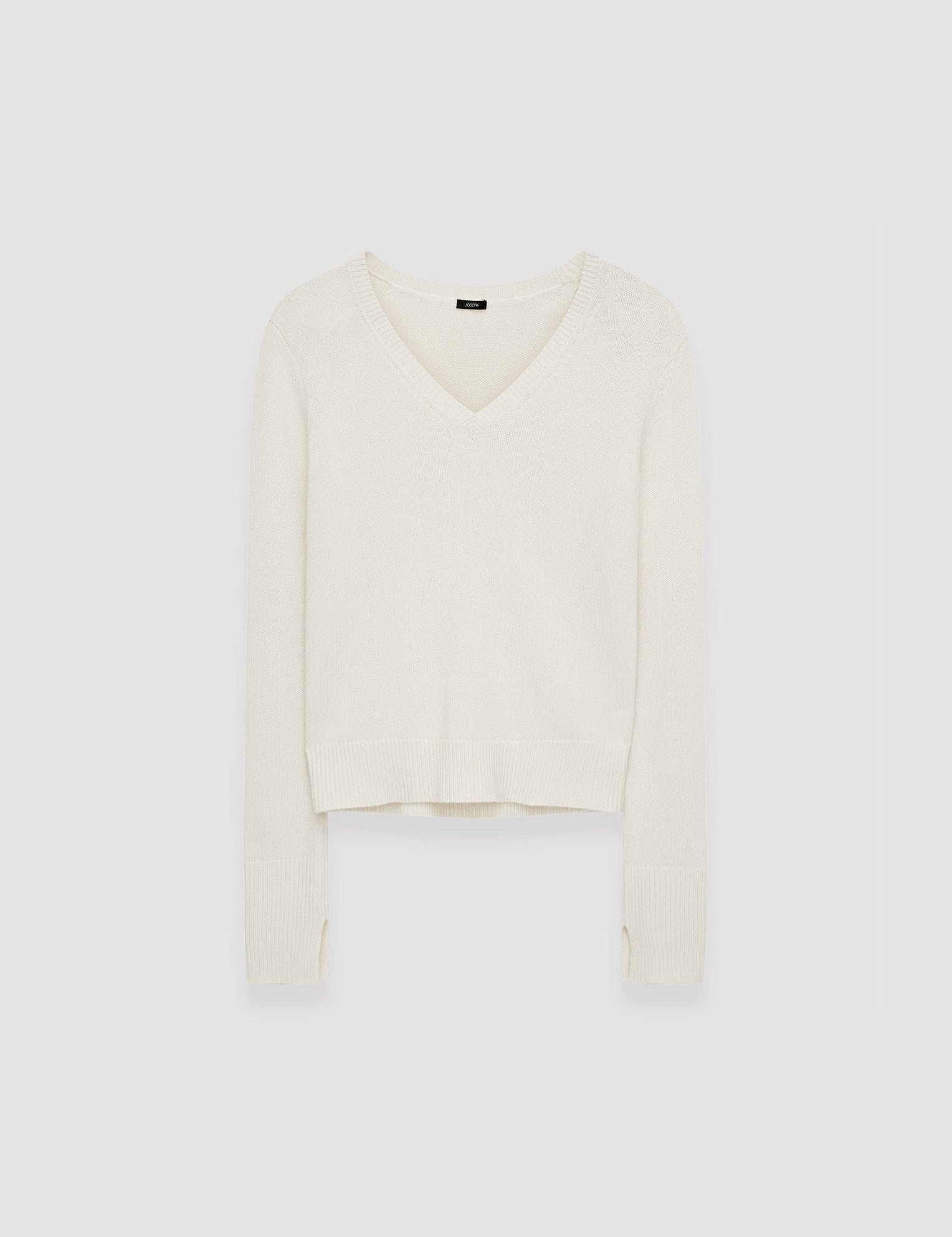 White Pure Cashmere V Neck Jumper - Joseph