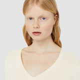 White Pure Cashmere V Neck Jumper - Joseph