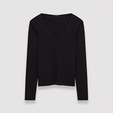 Black Silk Stretch V Neck Top - Joseph