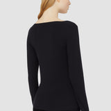 Black Silk Stretch V Neck Top - Joseph