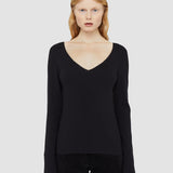 Black Silk Stretch V Neck Top - Joseph