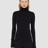 Black Silk Stretch High Neck Top - Joseph