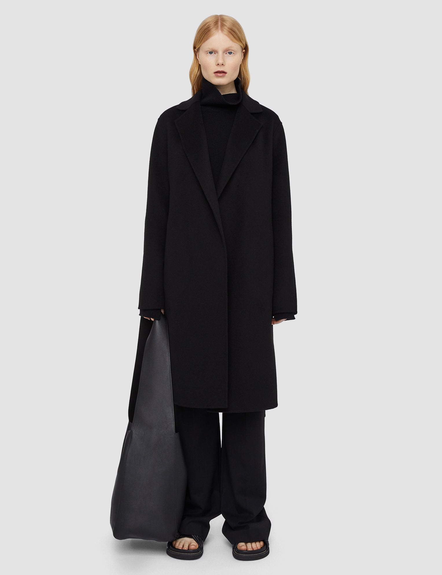 Black Double Face Cashmere Cenda Long Coat - Joseph