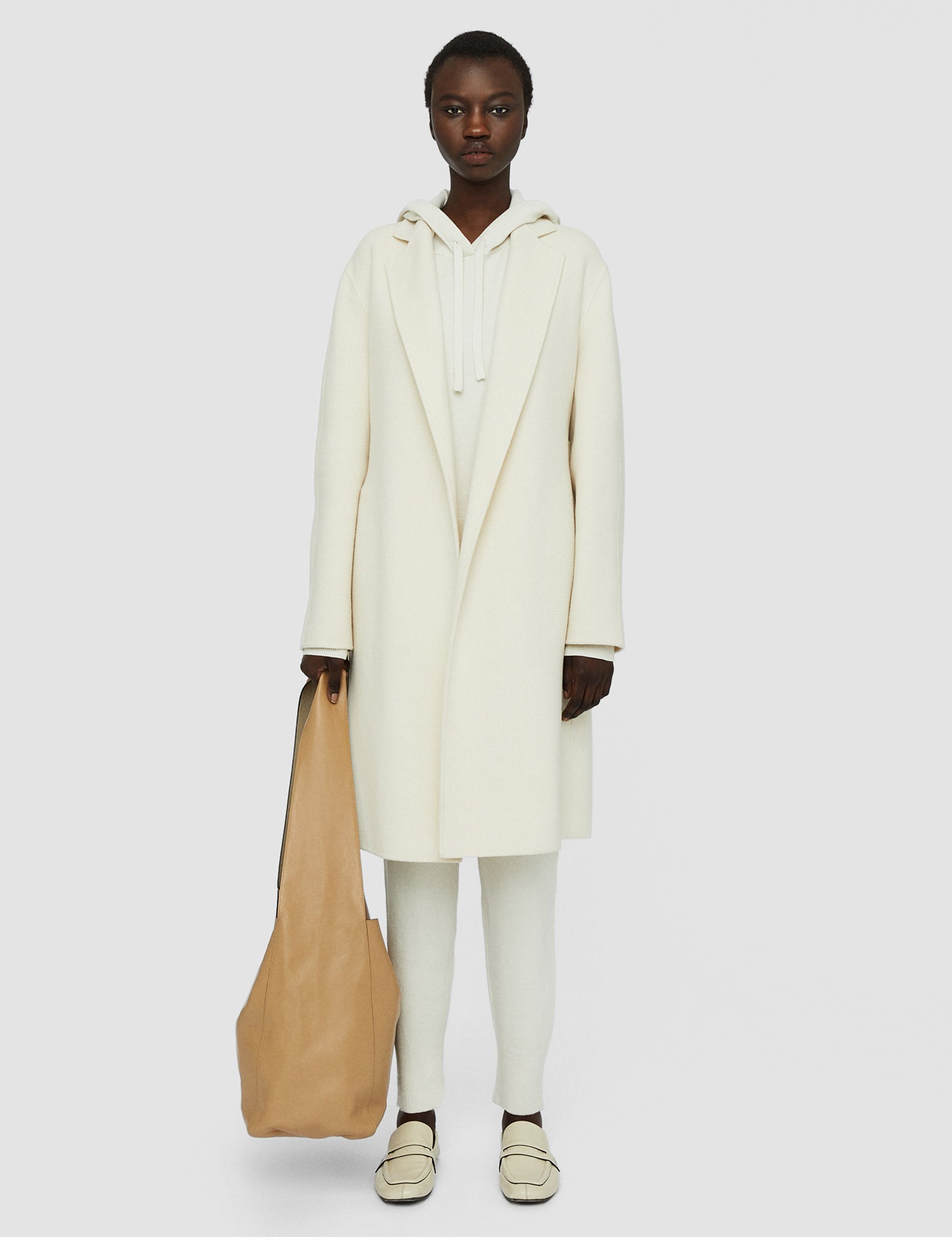 White Double Face Cashmere Cenda Long Coat - Joseph