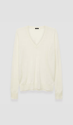 White Cashair V Neck Jumper - Joseph