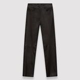 Black Leather Stretch Teddy Trousers - Joseph