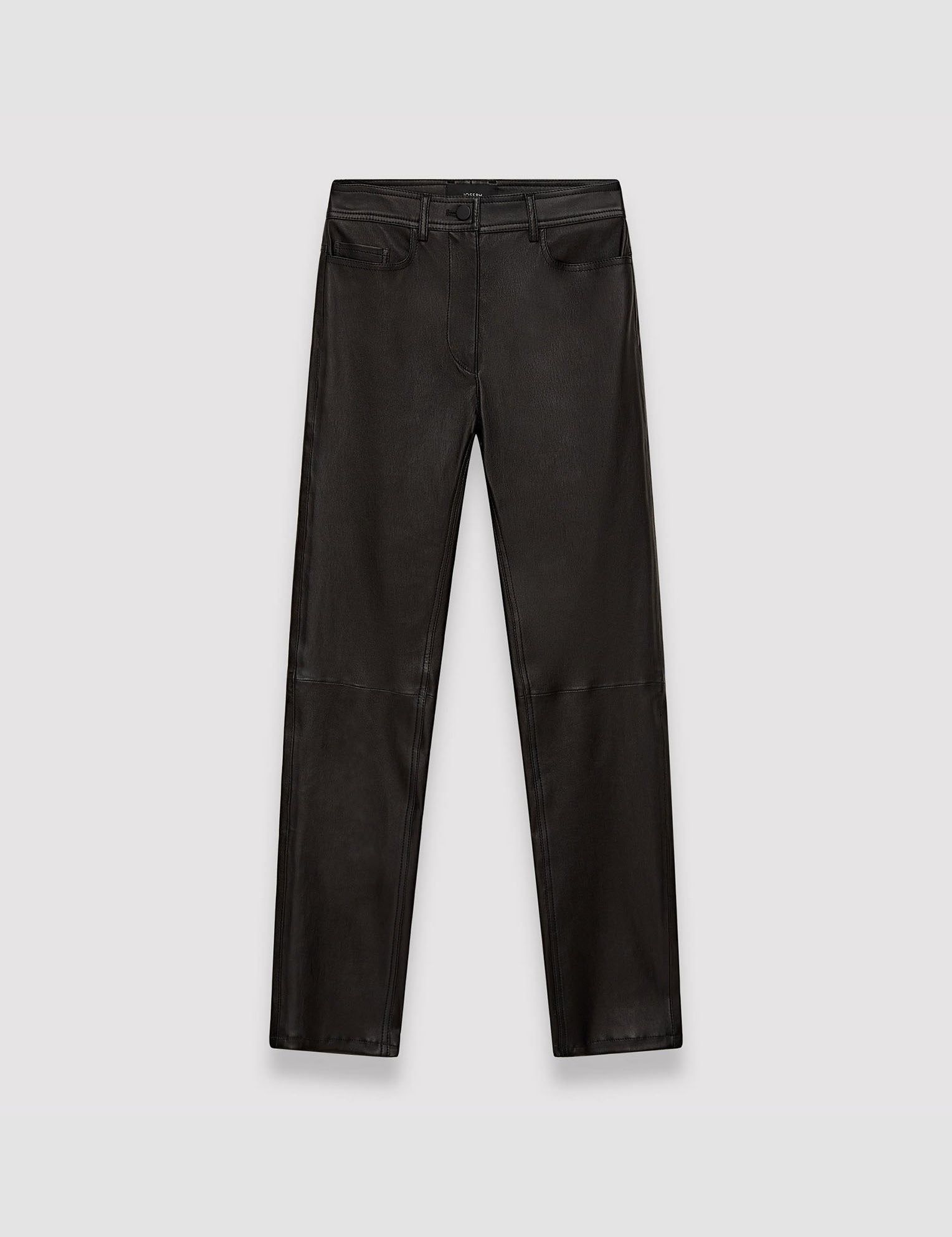 Black Leather Stretch Teddy Trousers - Joseph