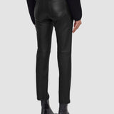 Black Leather Stretch Teddy Trousers - Joseph