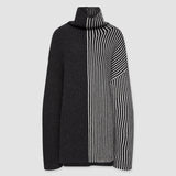 Graphic Cardigan Stitch High Neck Jumper