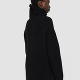 Black Cardigan Stitch High Neck Jumper - Joseph