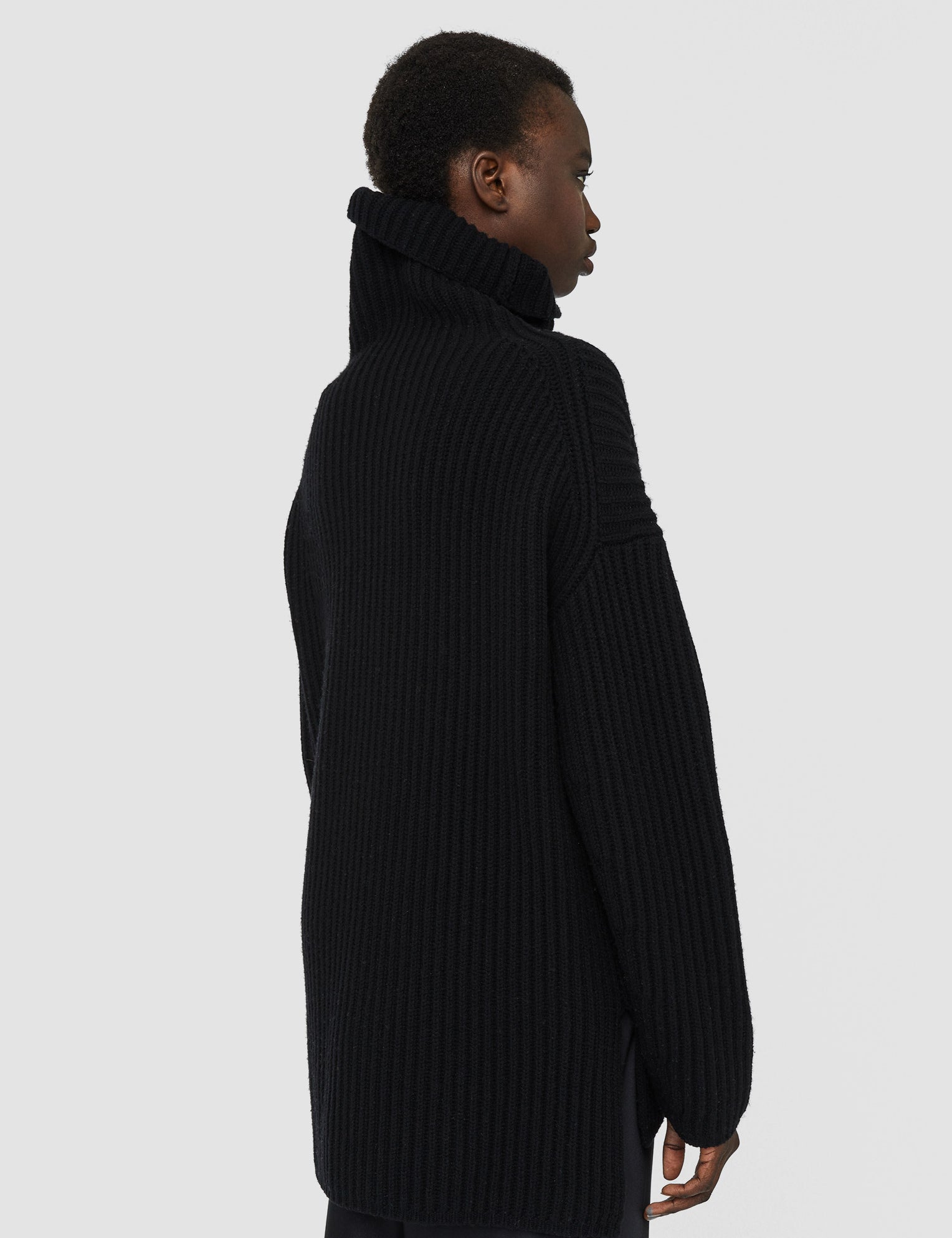 Black Cardigan Stitch High Neck Jumper - Joseph