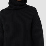 Black Cardigan Stitch High Neck Jumper - Joseph