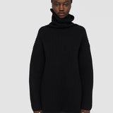 Black Cardigan Stitch High Neck Jumper - Joseph