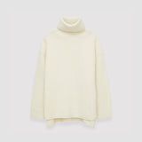 White Cardigan Stitch High Neck Jumper - Joseph