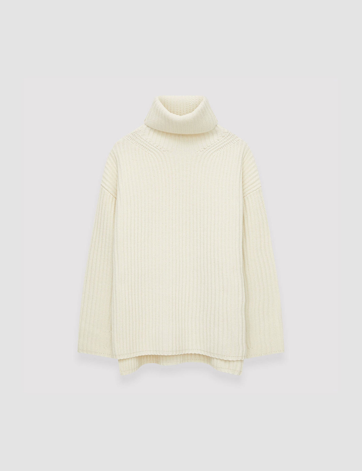 White Cardigan Stitch High Neck Jumper - Joseph