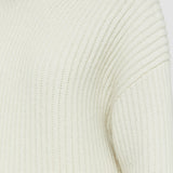 White Cardigan Stitch High Neck Jumper - Joseph