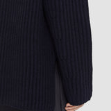 Blue Cardigan Stitch High Neck Jumper - Joseph