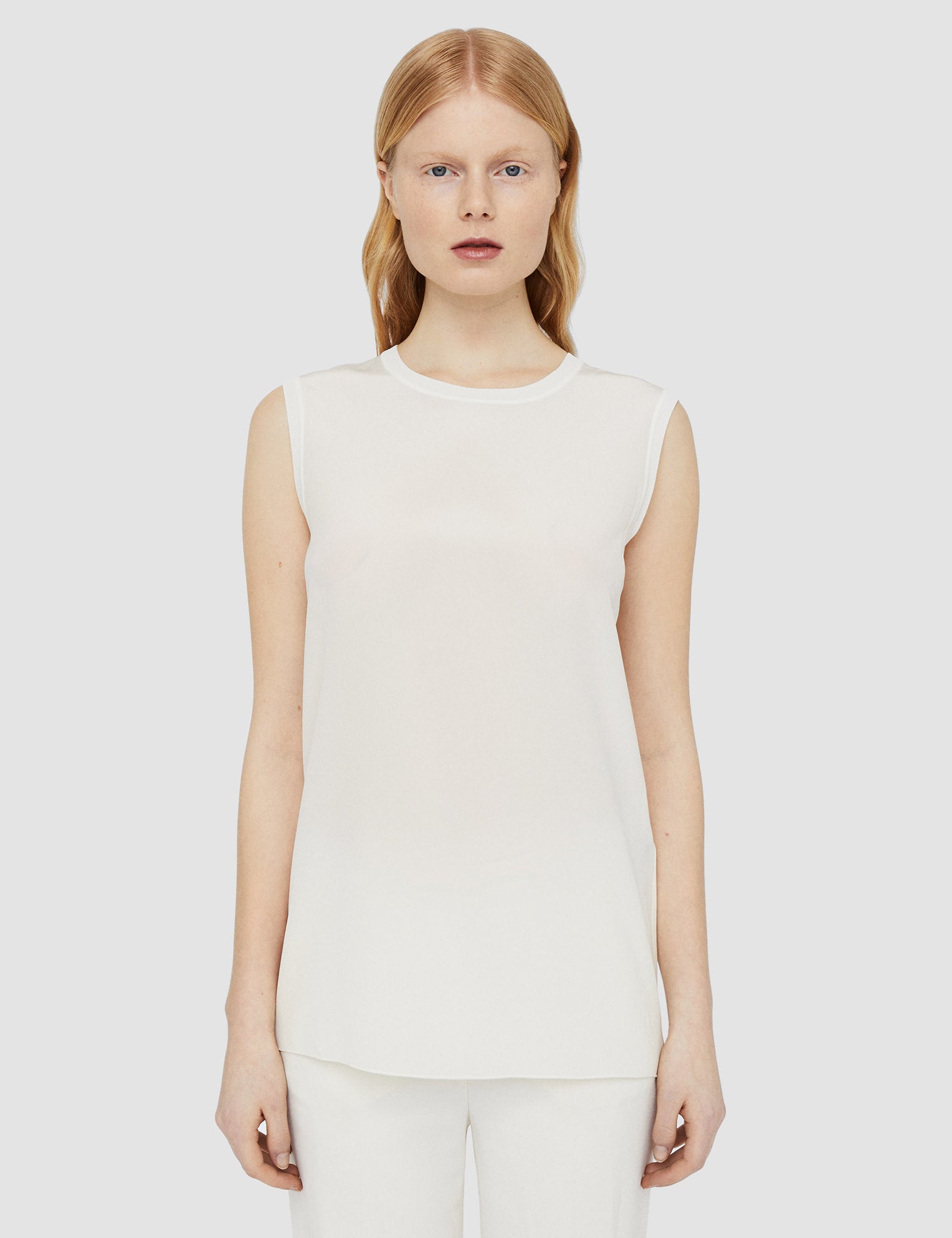 White Silk Crepe de Soie Bley Blouse - Joseph