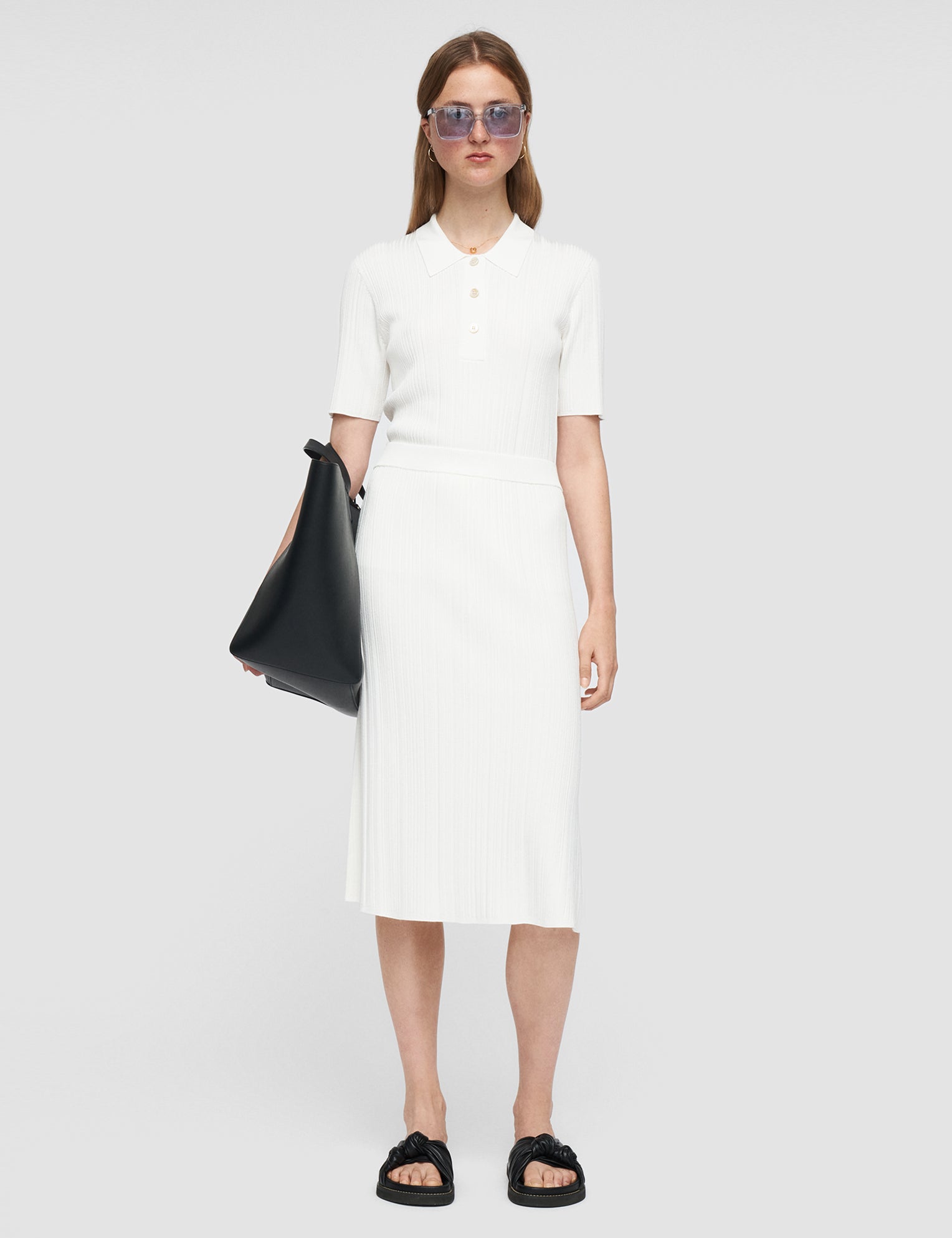 White Satiny Rib Skirt - Joseph