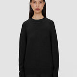 Black Luxe Cardigan Stitch Round Neck Jumper - Joseph