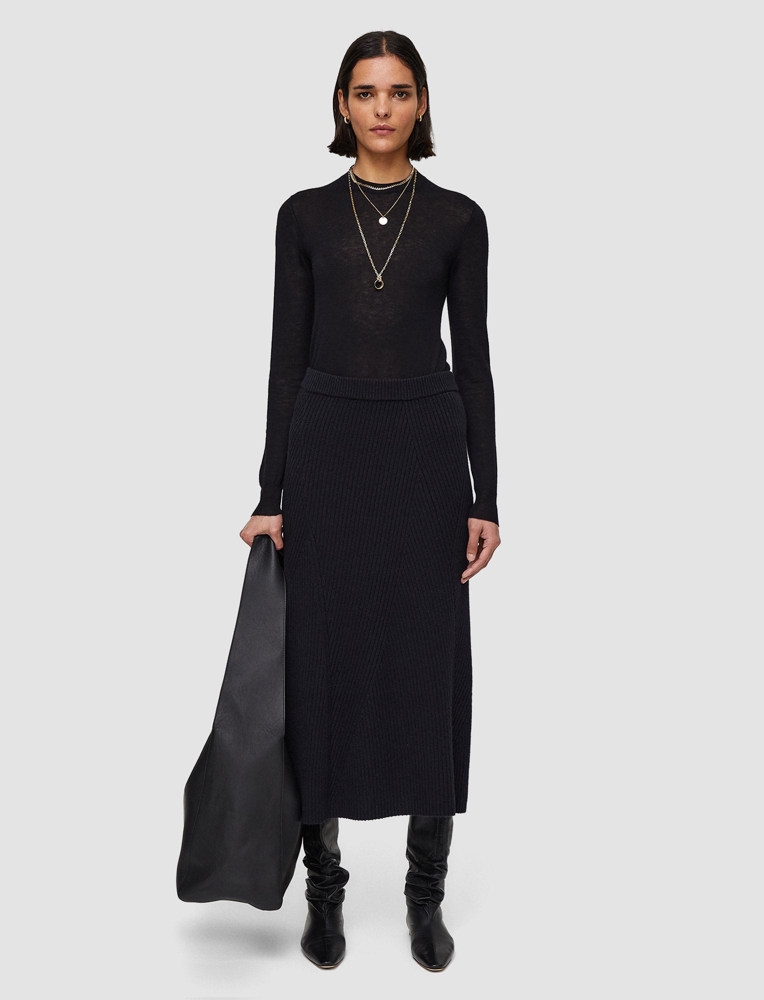 black-luxe-cardigan-stitch-skirt-JOSEPH