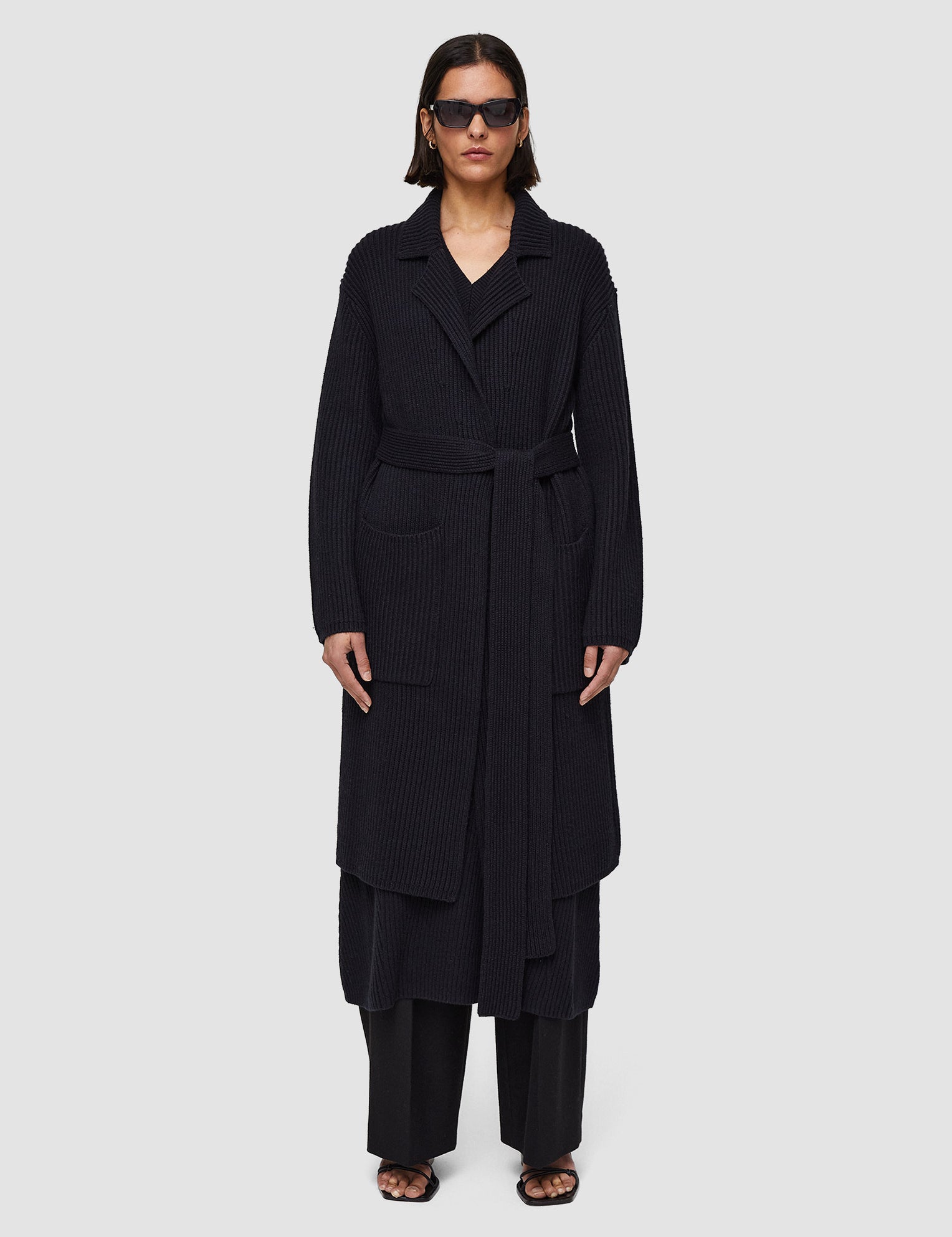 Black Luxe Cardigan Stitch Coat - Joseph