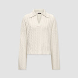 Light Cable Knit Polo Neck Jumper