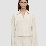 White Light Cable Knit Polo Neck Jumper - Joseph