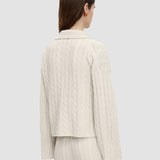 White Light Cable Knit Polo Neck Jumper - Joseph