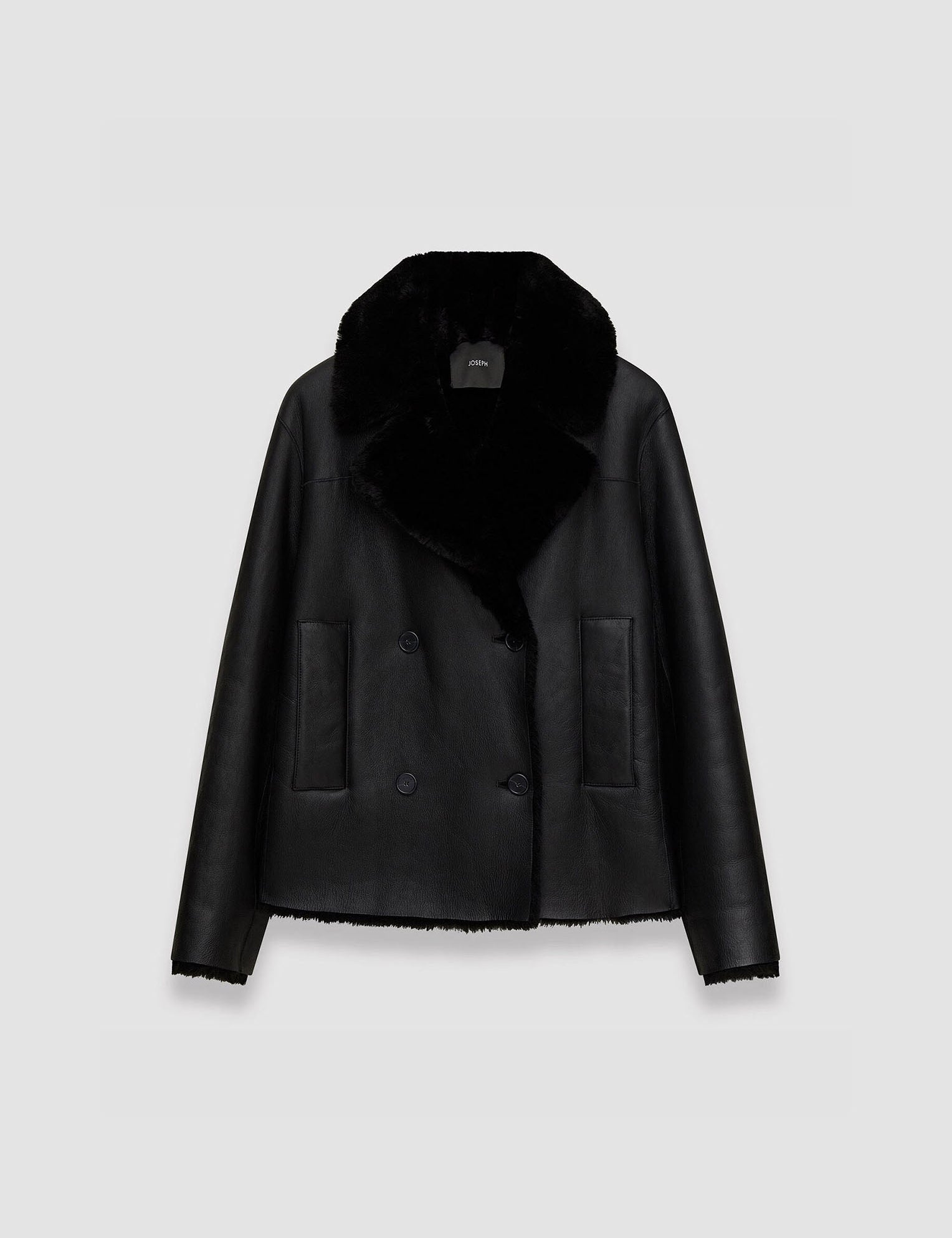 Black Shearling Calla Coat - Joseph