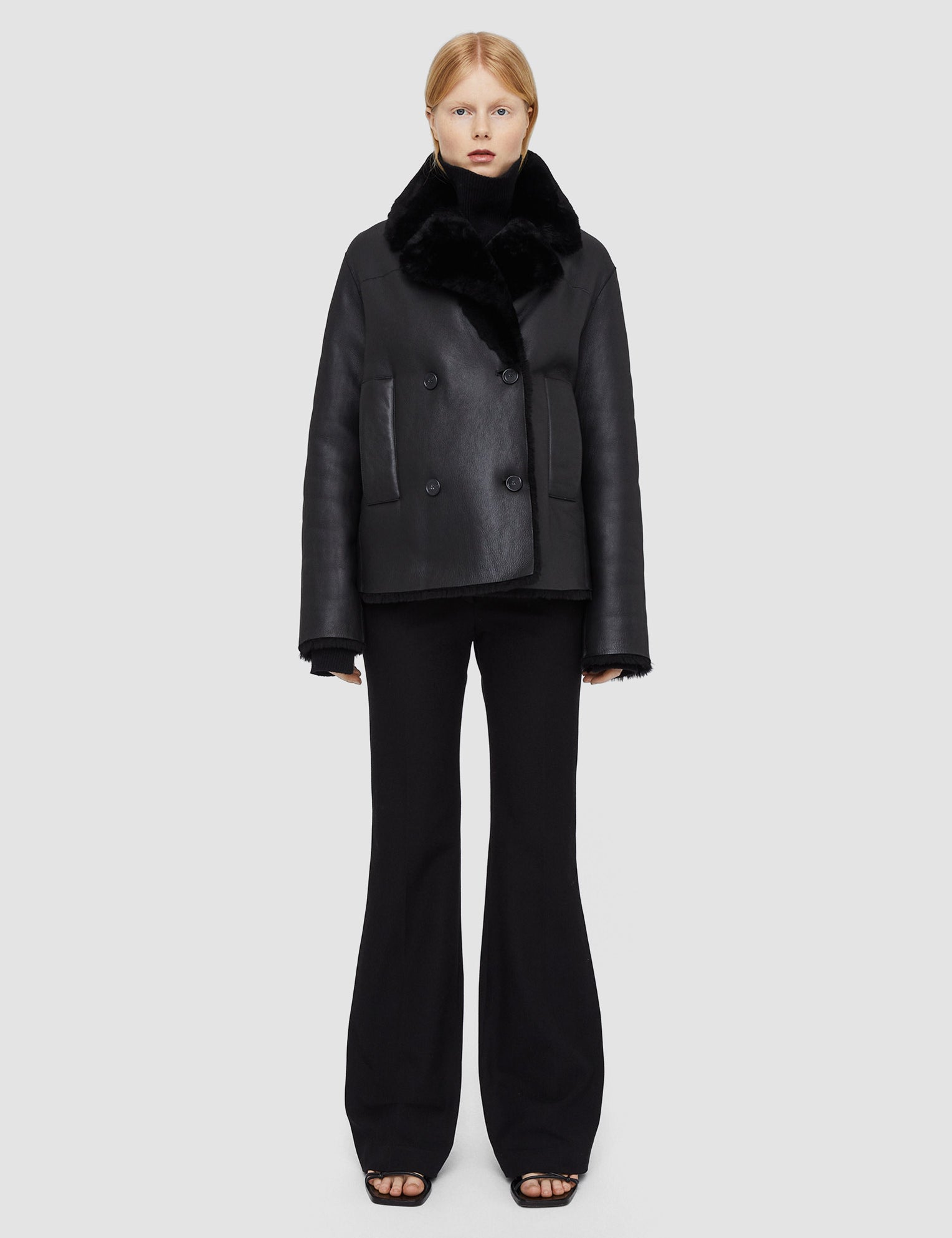 Black Shearling Calla Coat - Joseph