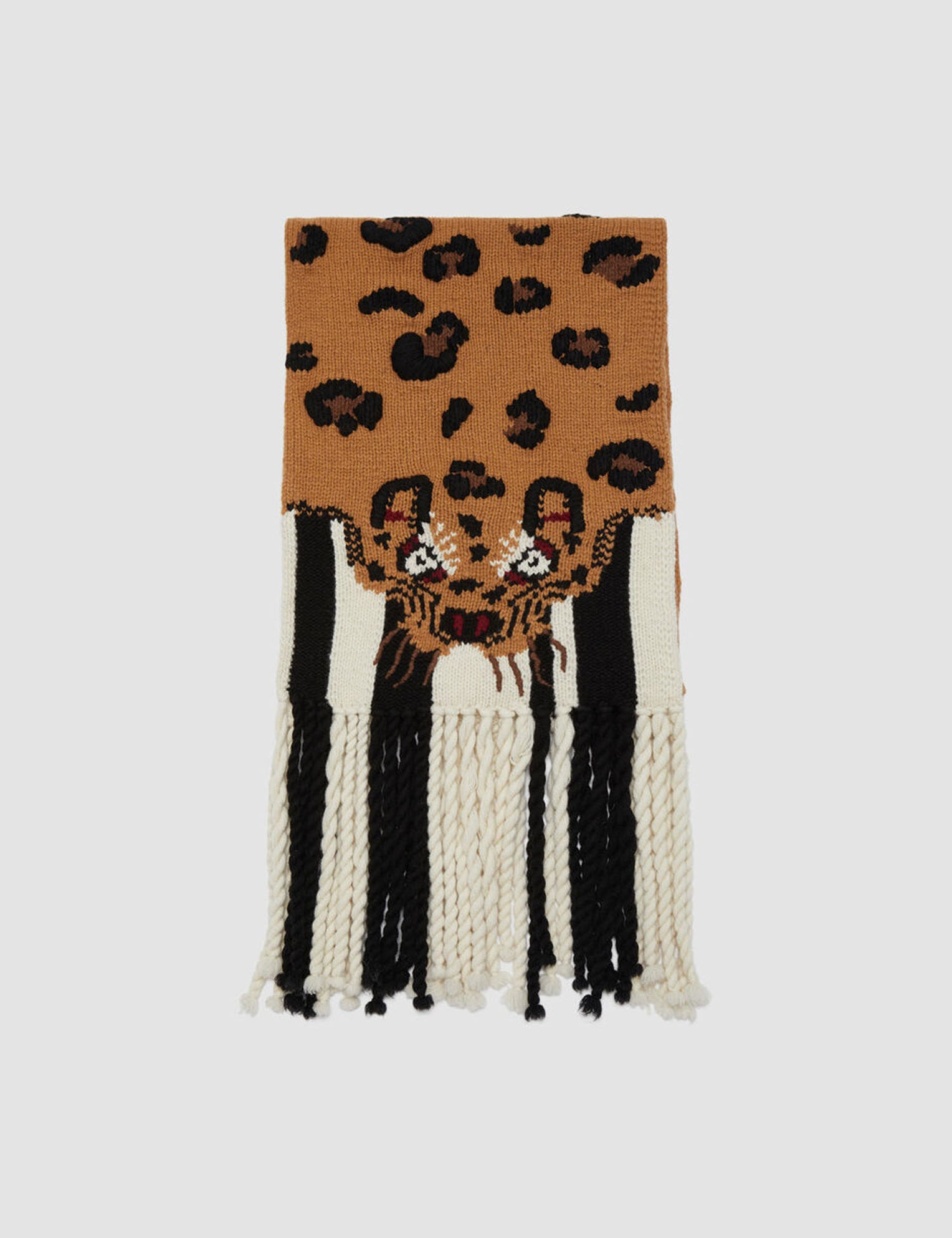 Tan Leopard Knit Scarf - Joseph