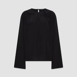 Black Silk Crepe de Soie Braidwood Blouse - Joseph