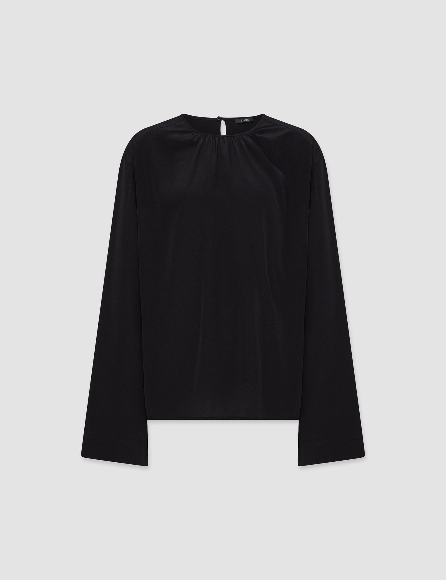 Black Silk Crepe de Soie Braidwood Blouse - Joseph