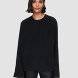 Black Silk Crepe de Soie Braidwood Blouse - Joseph