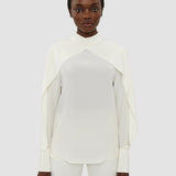 White Bailie Silk Crepe de Chine Blouse - Joseph