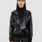 Black Sequins Knit High Neck Jumper - Joseph