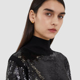 Black Sequins Knit High Neck Jumper - Joseph