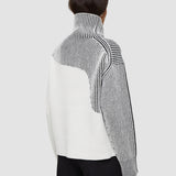 Grey Cardigan Stitch Animation High Neck Jumper - Joseph