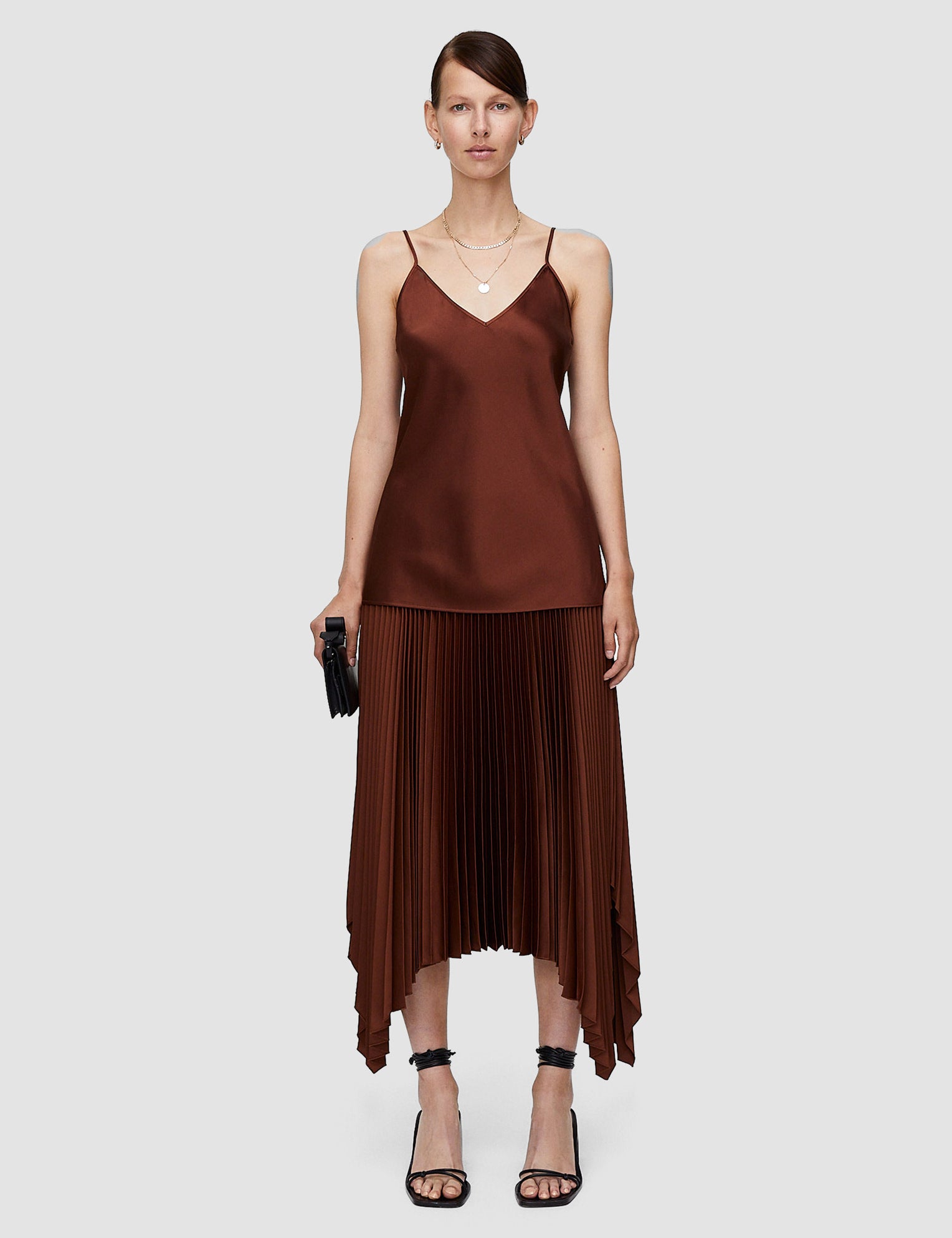 Brown Clea Silk Satin Camisole - Joseph