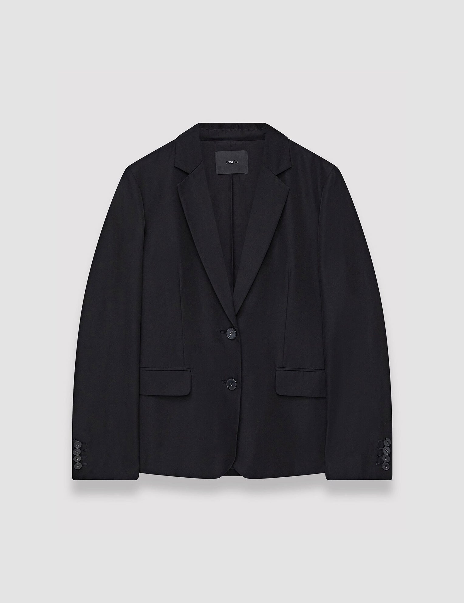 Black Soft Cotton Silk Belmore Jacket - Joseph